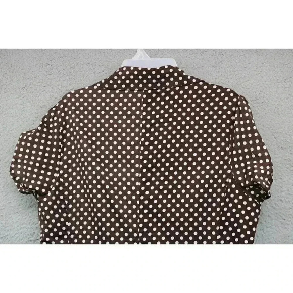 Lane Bryant A-Line Dress-Brown w/White Polka Dot-Size 18-Cap Sleeves - Picture 7 of 7